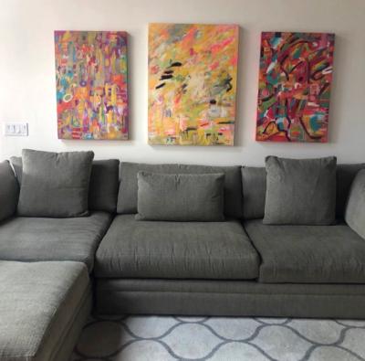 Sold paintings on customers wall